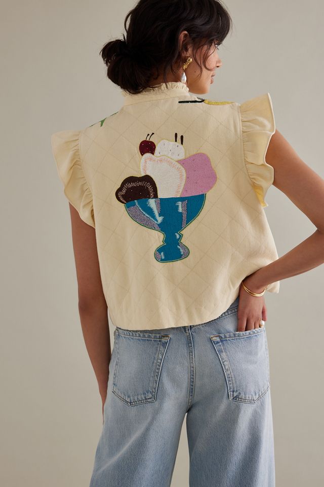 Stella Nova Ona Ruffle Cotton Embroidered Vest #5