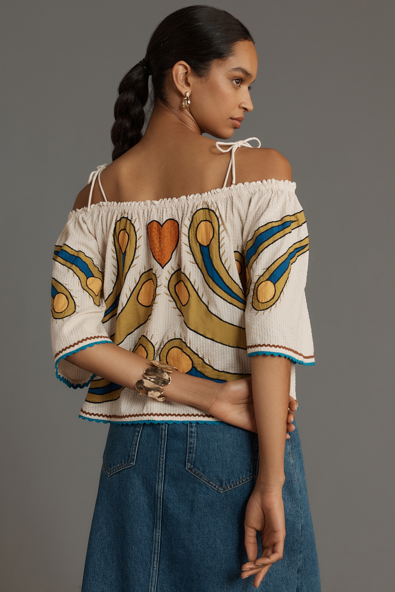 Stella Nova Peacock Off-The-Shoulder Blouse