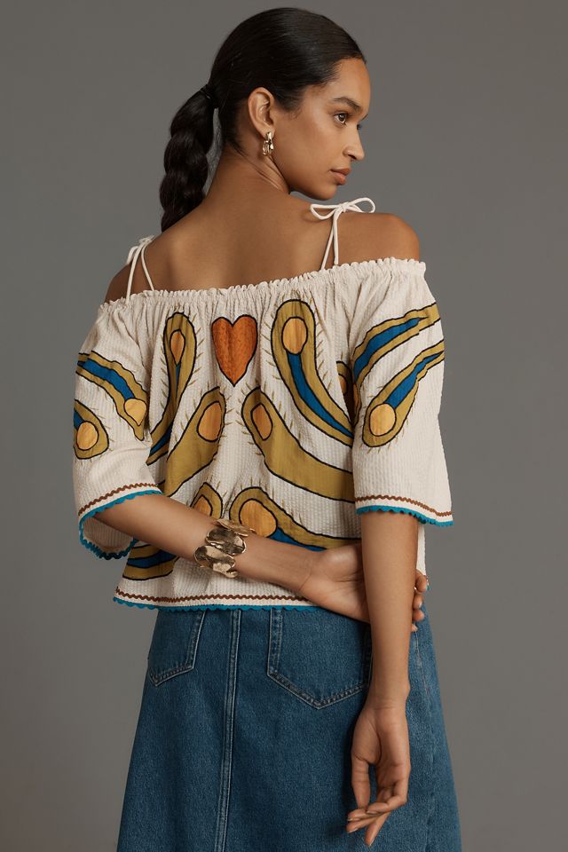 Stella Nova Peacock Off-The-Shoulder Blouse #3