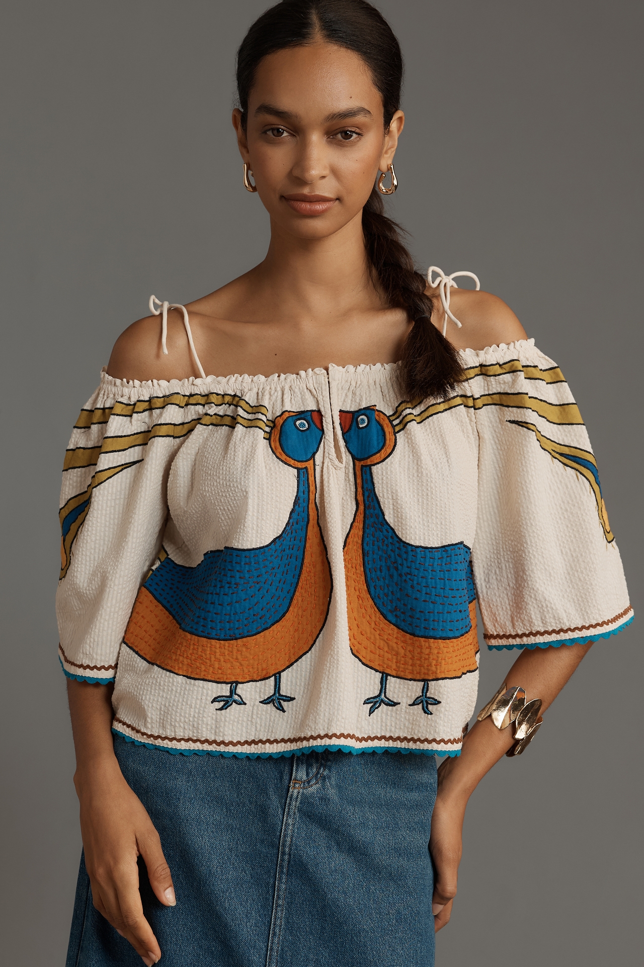 Stella Nova Peacock Off-The-Shoulder Blouse