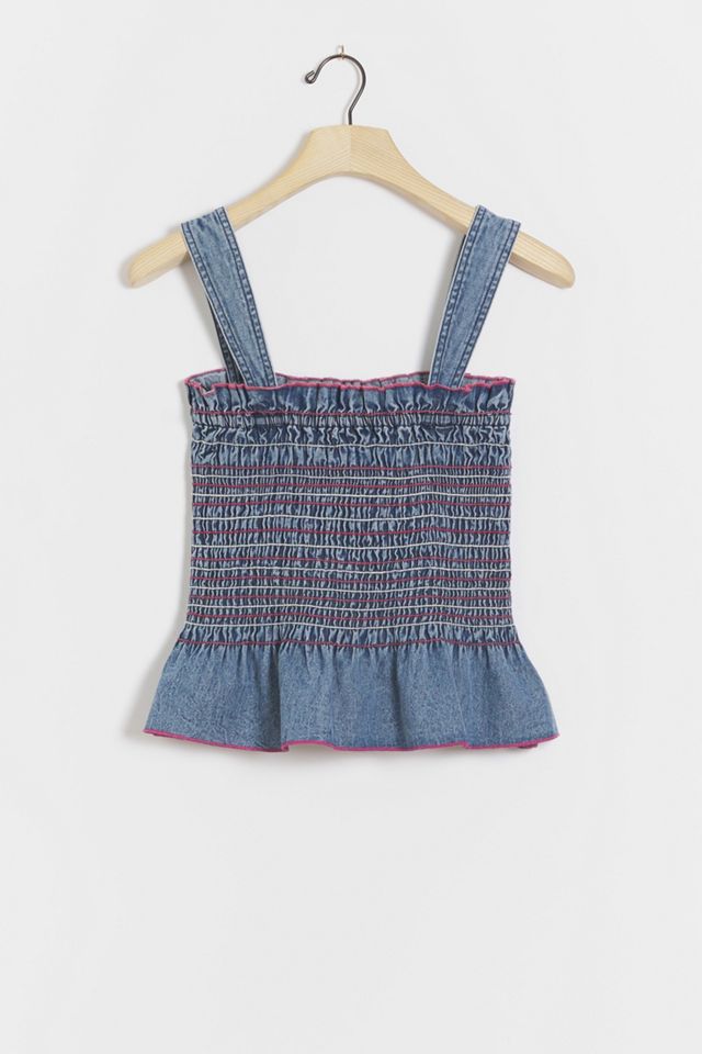 Pilcro Smocked Denim Tank Anthropologie