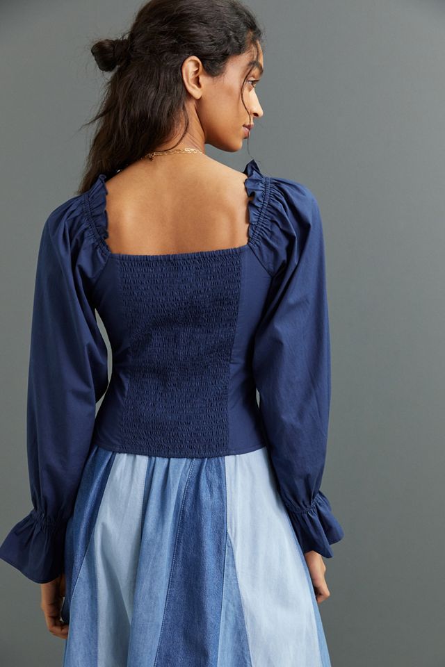 Puff-Sleeved Sweetheart Blouse #3