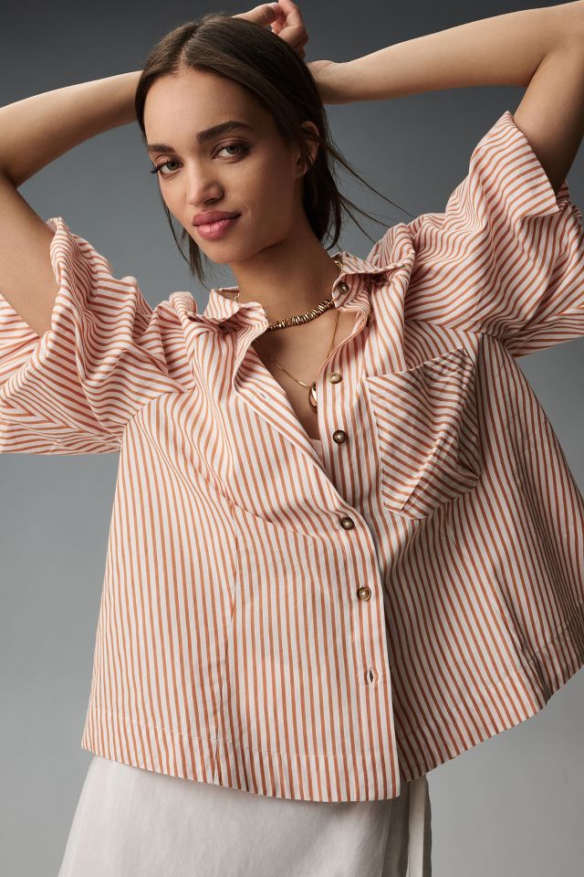 By Anthropologie Bubble-Sleeve Blouse