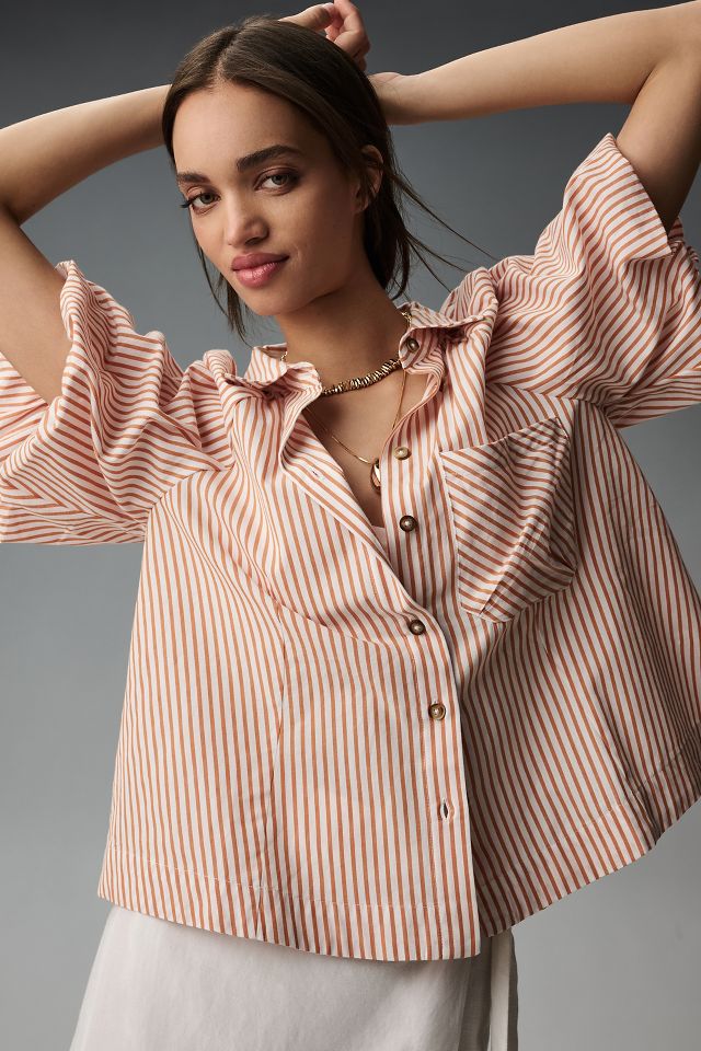 By Anthropologie Bubble-Sleeve Blouse