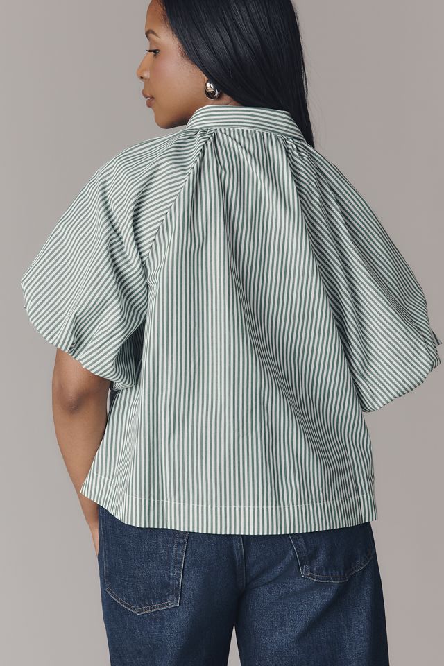 Zooey Bubble-Sleeve Blouse by Maeve #6