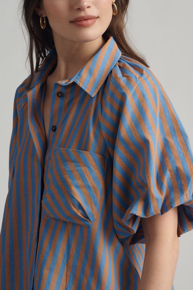 Zooey Bubble-Sleeve Blouse by Maeve #1