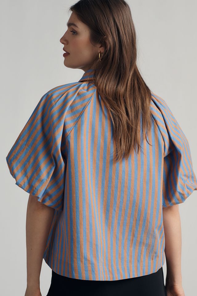 Zooey Bubble-Sleeve Blouse by Maeve #2
