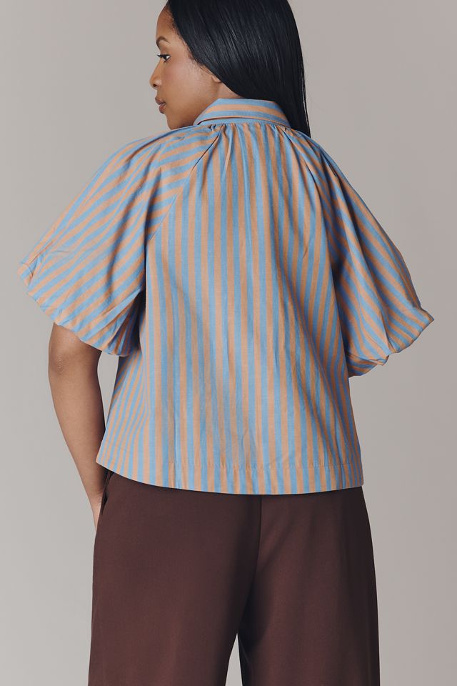 Zooey Bubble-Sleeve Blouse by Maeve #7