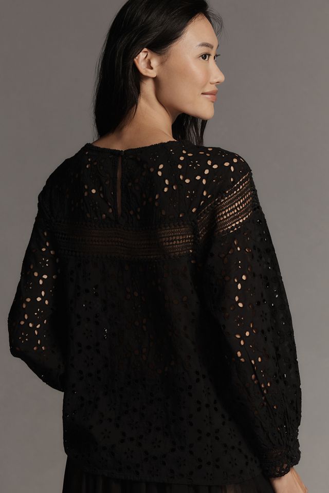 By Anthropologie Lace Cutwork Blouse #1