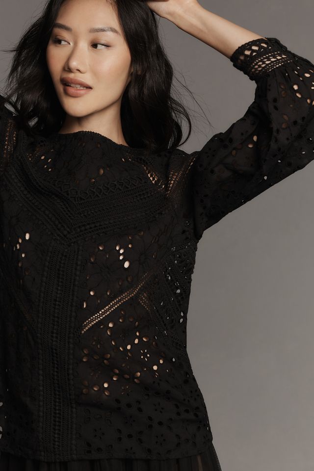By Anthropologie Lace Cutwork Blouse #2