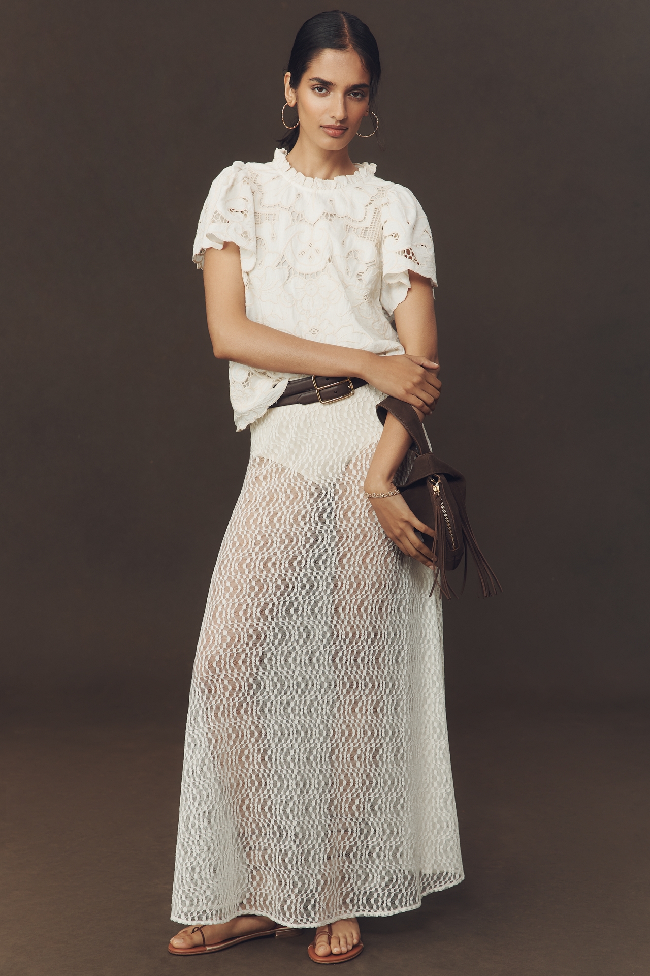 The Lainie High-Neck Lace Cutwork Blouse