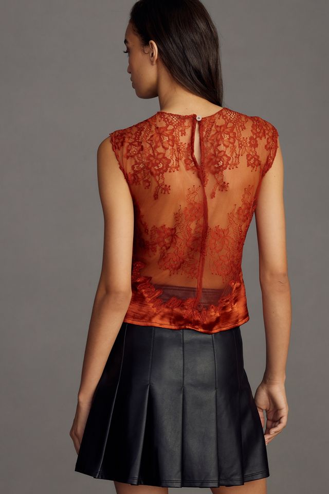 By Anthropologie Shine Lace Mix Tank #1