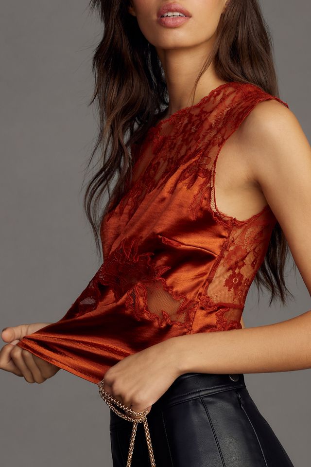 By Anthropologie Shine Lace Mix Tank #2