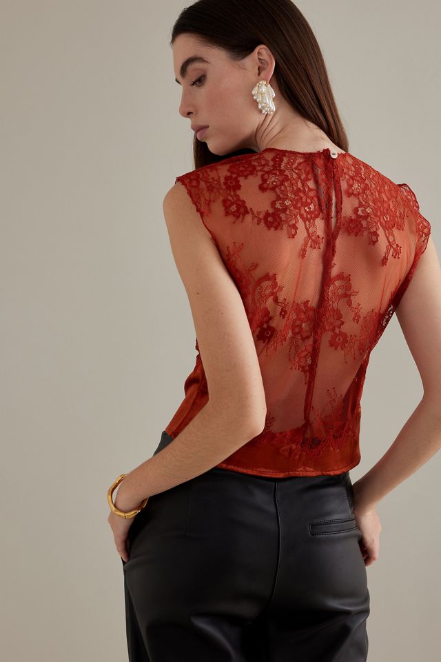 By Anthropologie Shine Lace Mix Tank #5