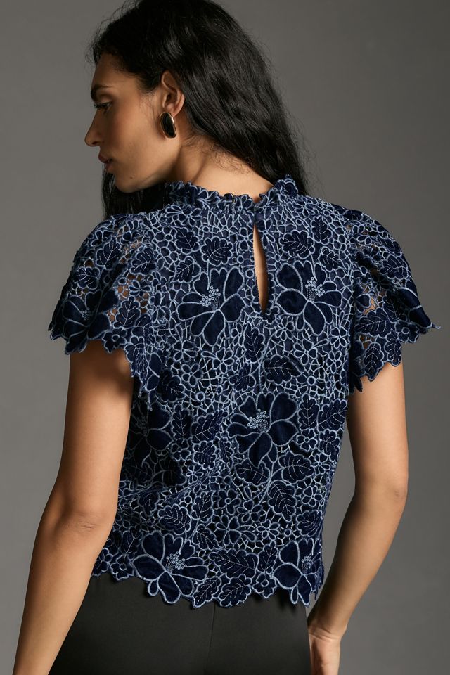 By Anthropologie Ruffled Lace Blouse #1