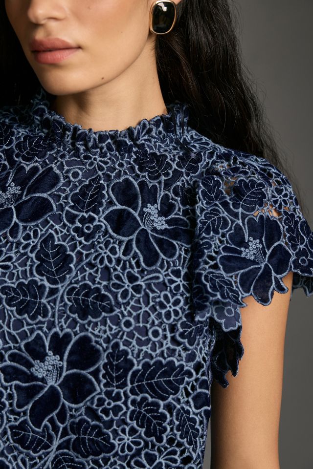 By Anthropologie Ruffled Lace Blouse #2