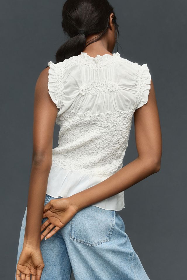 By Anthropologie Textured Smocked Tank #1