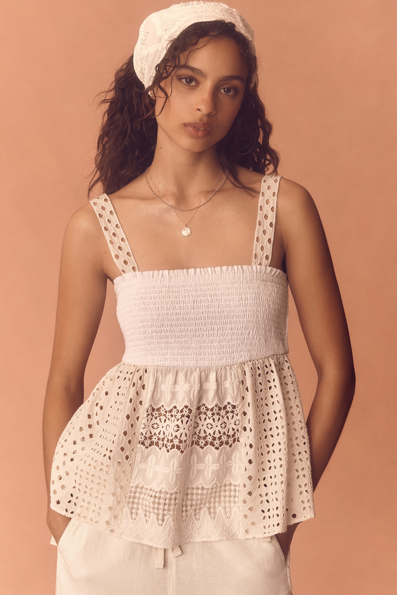 By Anthropologie Lace Babydoll Tank