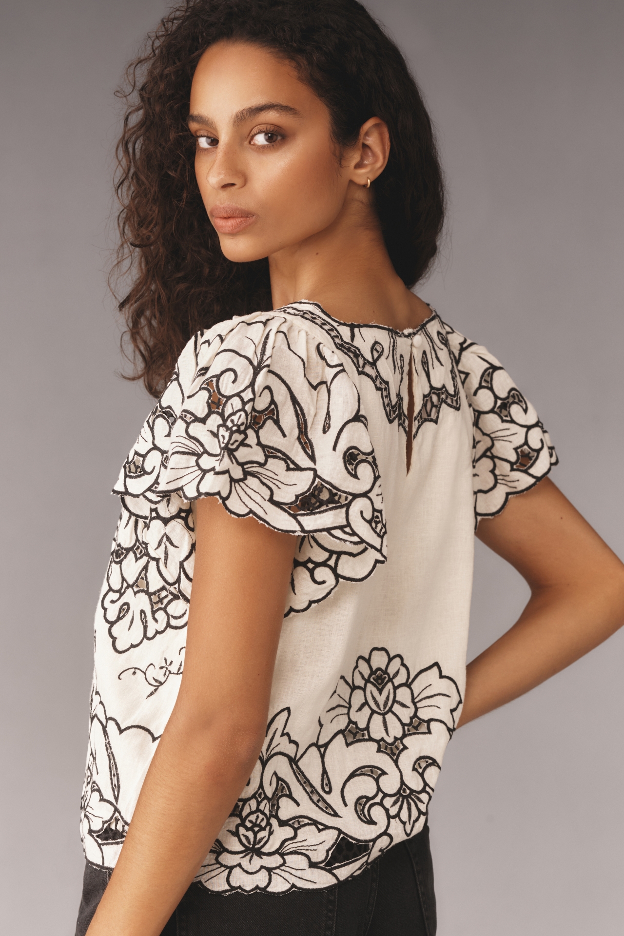 The Lainie Lace Cutwork Blouse