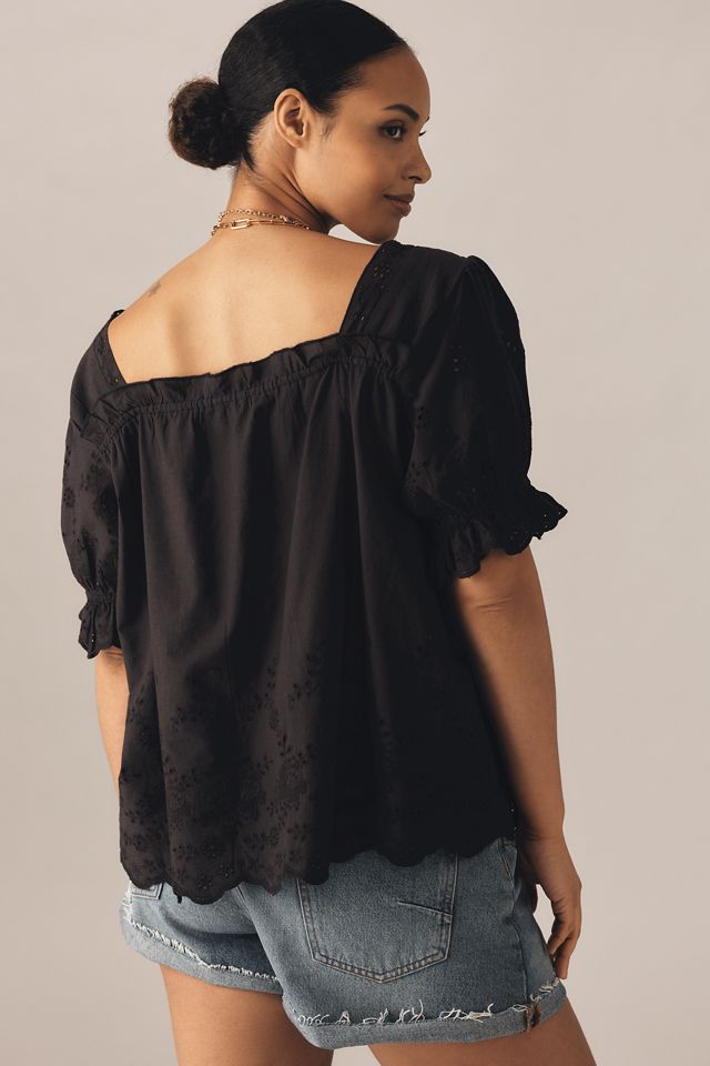 By Anthropologie Puff-Sleeve Eyelet Top #8