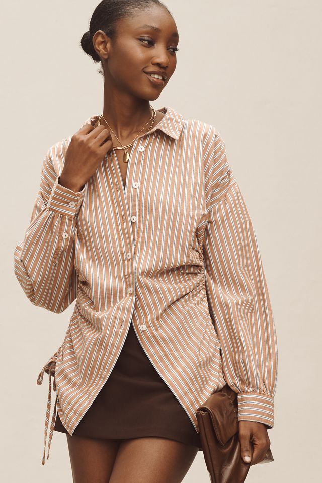 Pilcro Reworked Ruched Buttondown Shirt #2