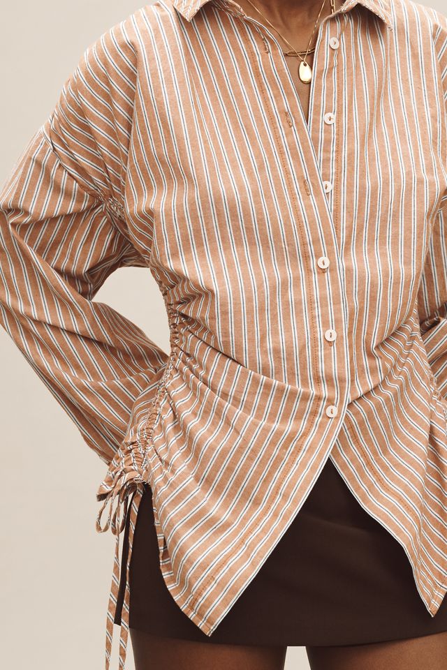 Pilcro Reworked Ruched Buttondown Shirt #3