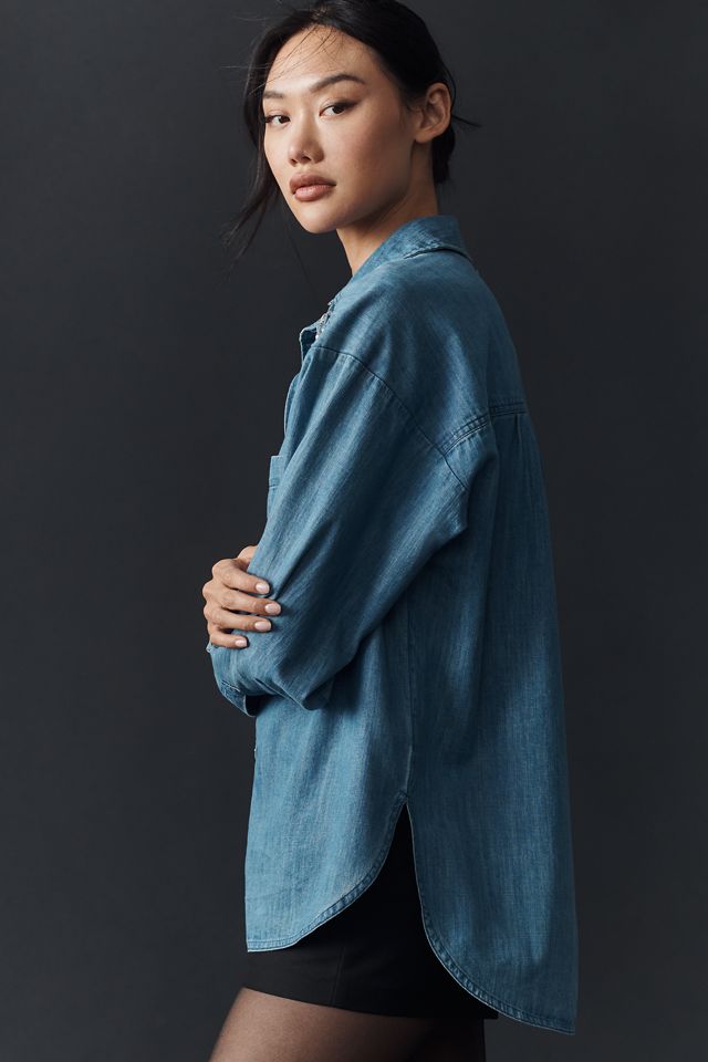 By Anthropologie Crystal-Embellished Denim Buttondown Shirt #4