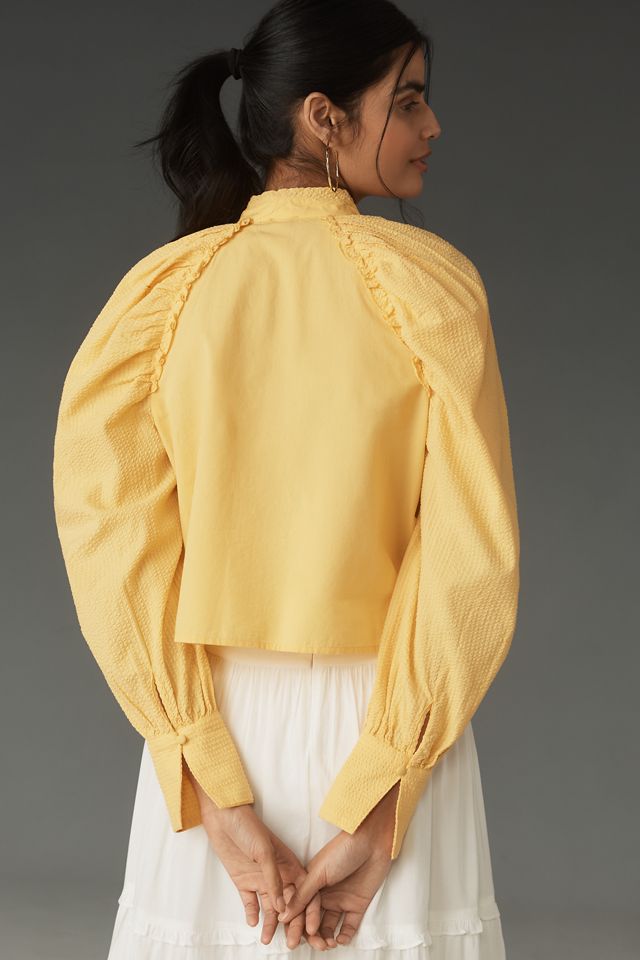 Maeve Puff-Sleeve Embroidered Lace Popover Blouse #2