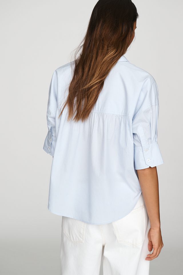 Maeve Mabel Boxy Oxford Embroidered Shirt #1