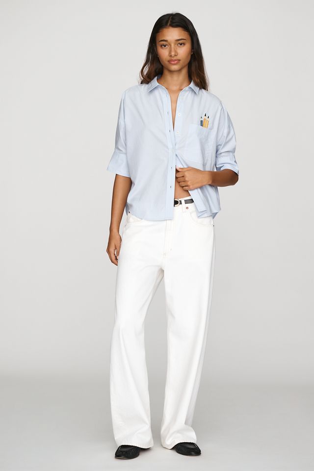 Maeve Mabel Boxy Oxford Embroidered Shirt #3