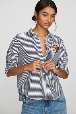 Maeve Mabel Boxy Oxford Embroidered Shirt