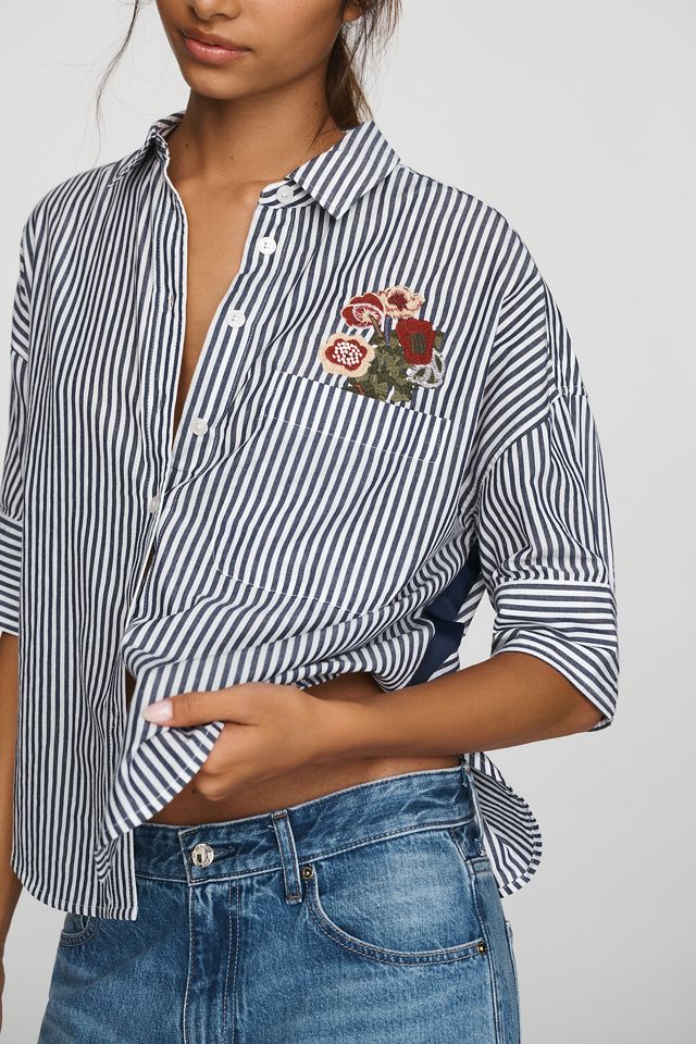 Maeve Mabel Boxy Oxford Embroidered Shirt #2