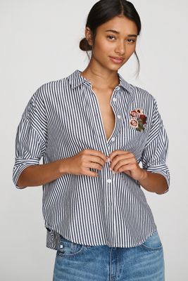 Maeve Mabel Boxy Oxford Embroidered Shirt