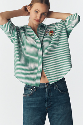 The Mabel Embroidered Pocket Oxford Shirt by Maeve