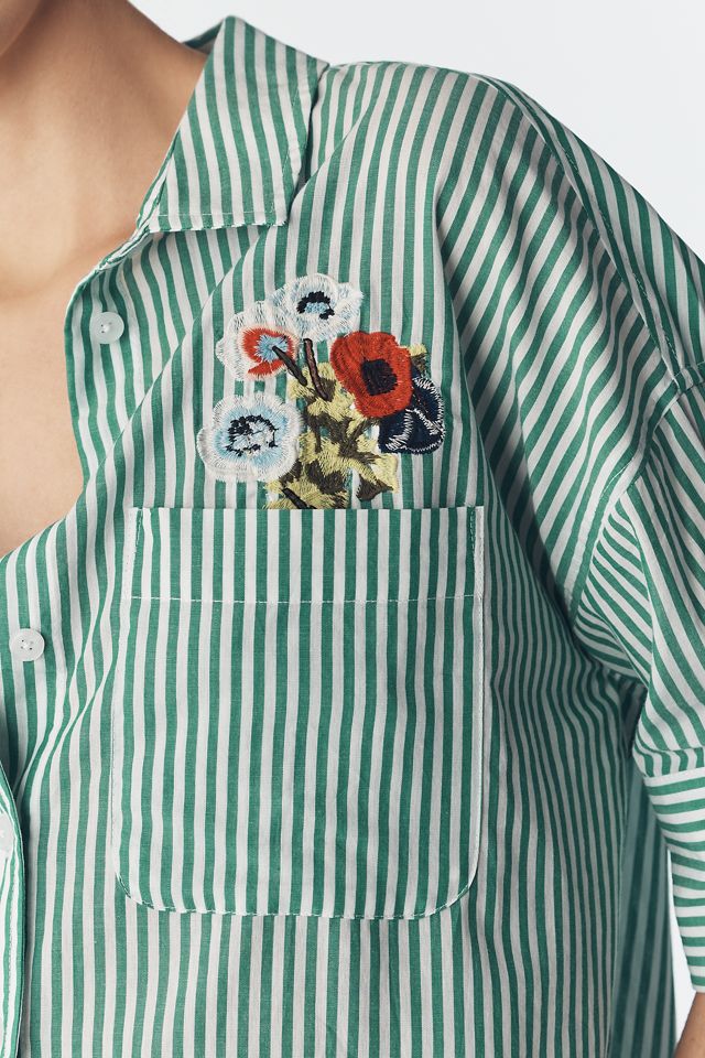 Maeve Mabel Boxy Oxford Embroidered Shirt #1