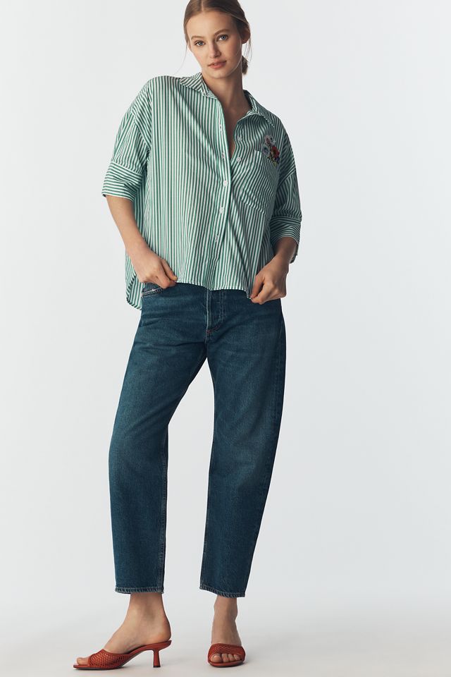 Mabel Boxy Oxford Embroidered Shirt by Maeve | Anthropologie