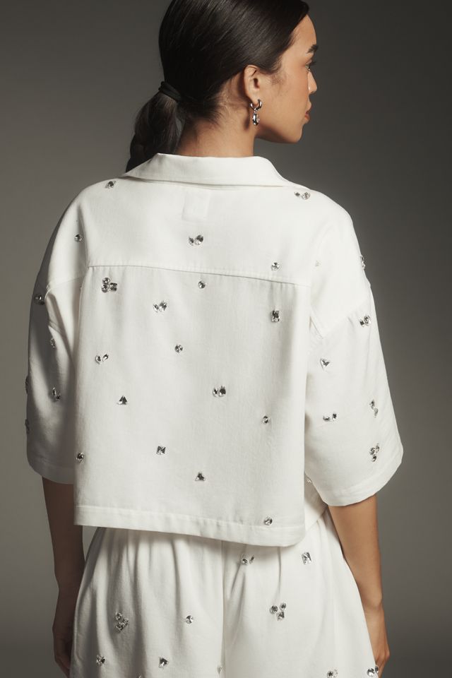 Maeve Crystal-Embellished Buttondown Shirt #1