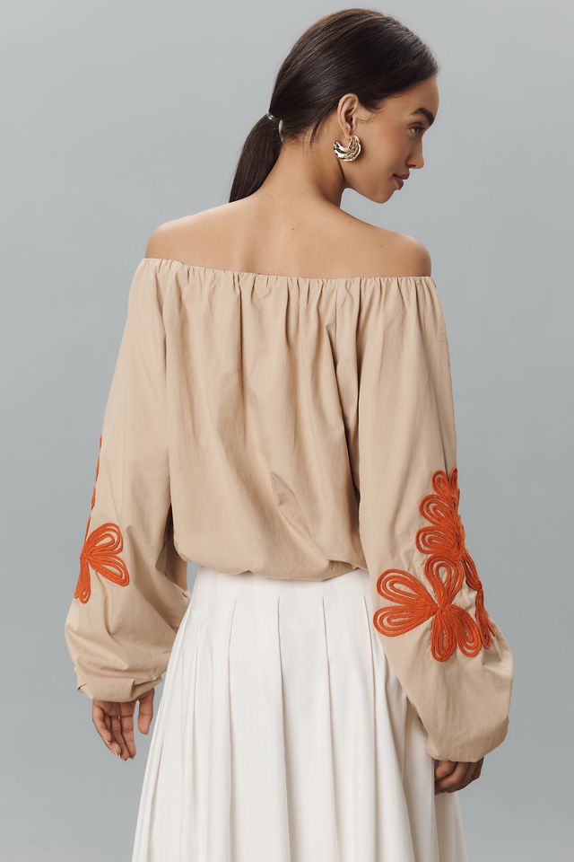 By Anthropologie Off-the-Shoulder Bubble-Hem Top #2