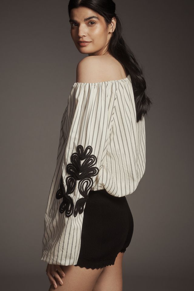 By Anthropologie Off-the-Shoulder Bubble-Hem Top #2