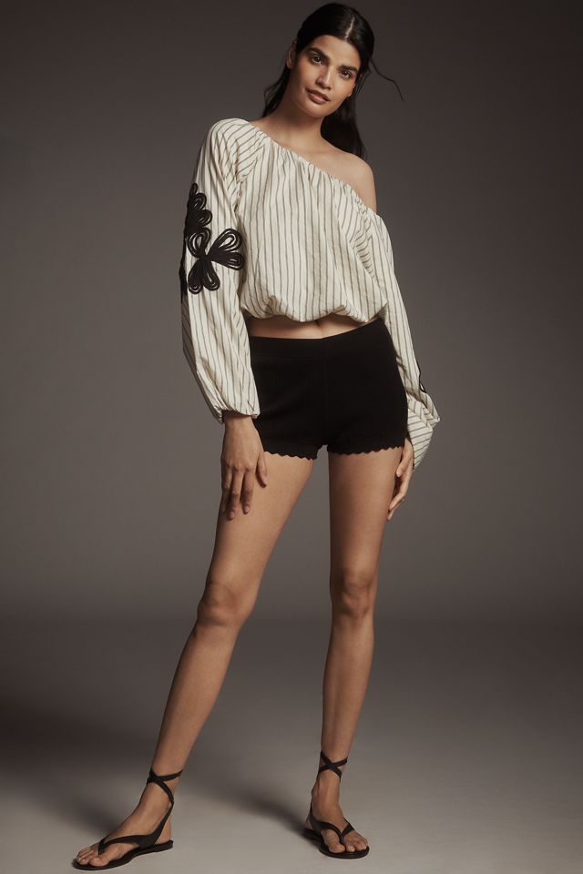 By Anthropologie Off-the-Shoulder Bubble-Hem Top #3