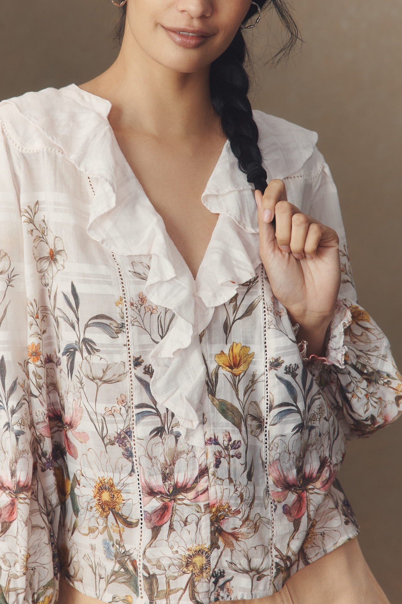 By Anthropologie Long-Sleeve Front Blouse