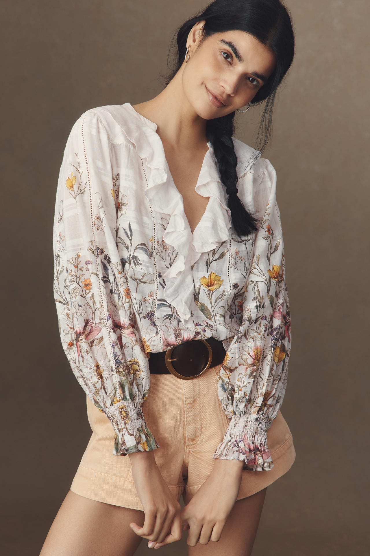 By Anthropologie Long-Sleeve Front Blouse