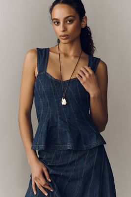 Top Peplum de Mezclilla sin Mangas By Anthropologie