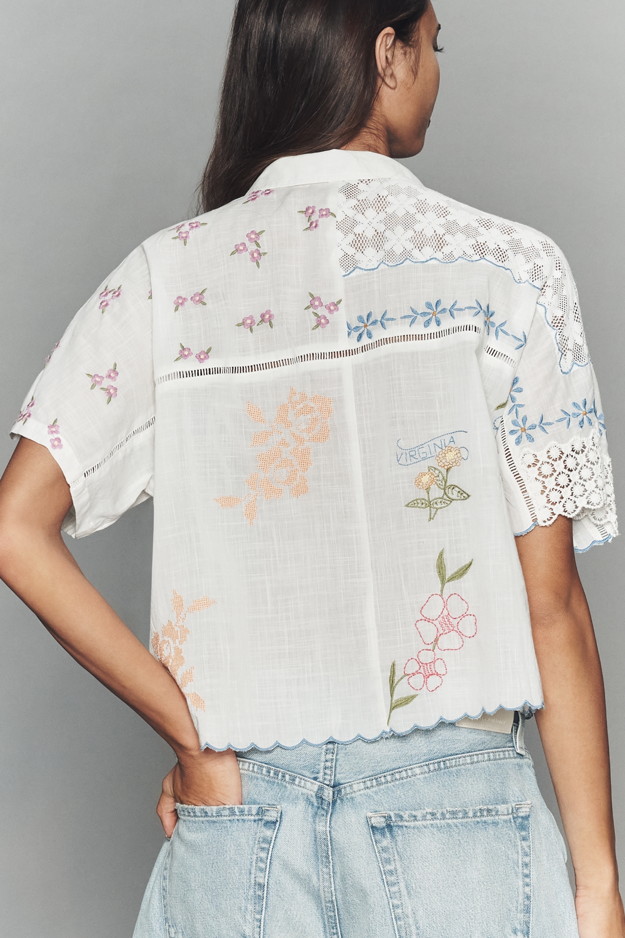 By Anthropologie 100% Cotton Mesh Buttondown Shirt