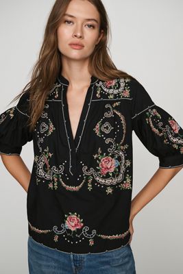 Darcey Popover Swing Top: Embroidered Edition
