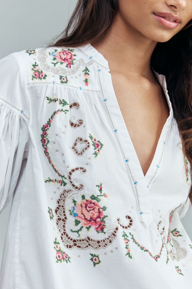 Darcey Popover Swing Top: Embroidered Edition | Anthropologie