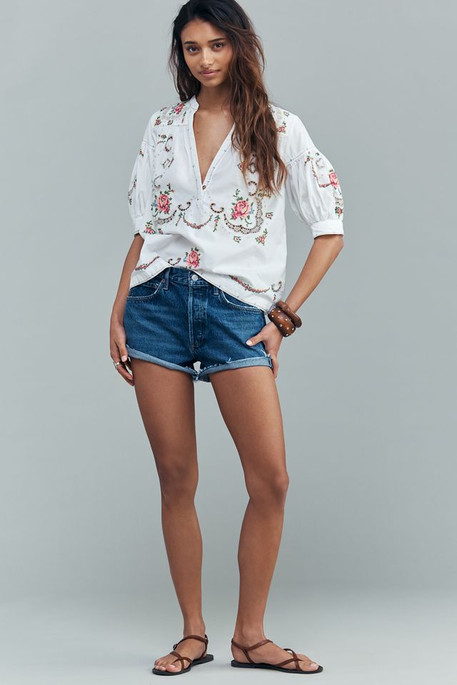 Darcey Popover Swing Top: Embroidered Edition | Anthropologie