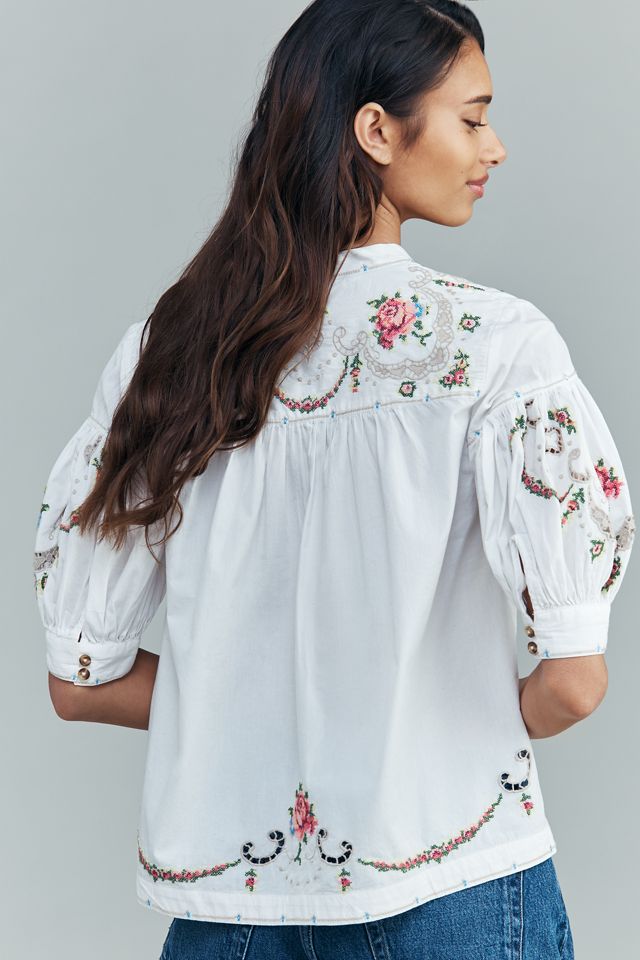 Darcey Popover Swing Top: Embroidered Edition | Anthropologie