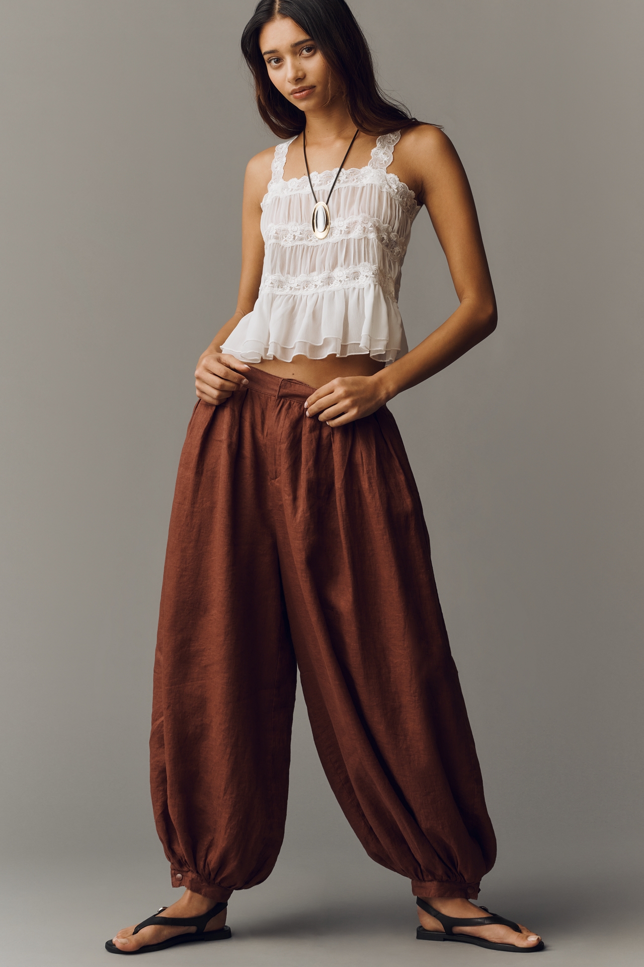 By Anthropologie Shirred Lace Tank