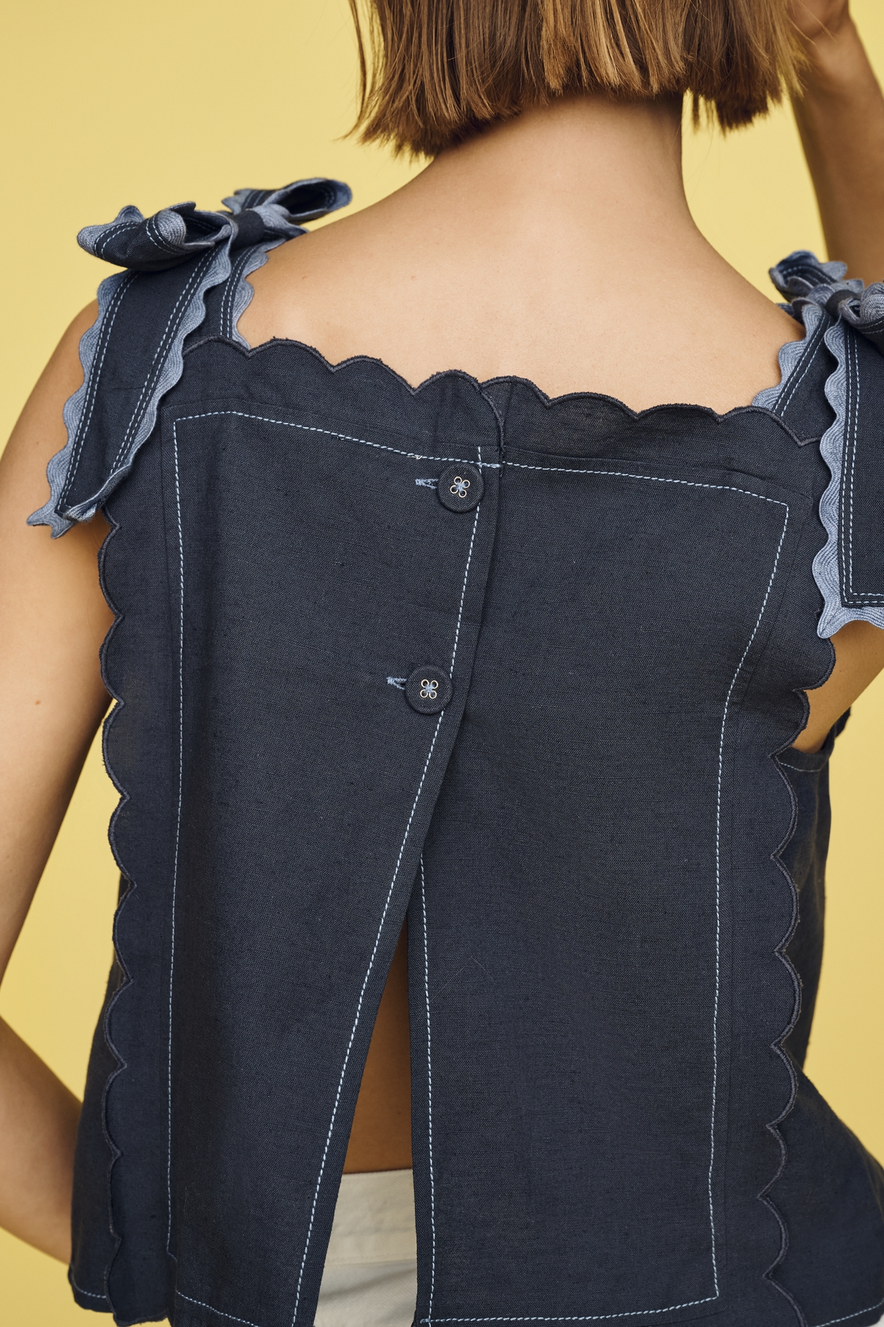 Maeve Cotton Linen Tie-Shoulder Tank